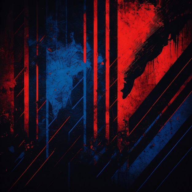 Grunge background with blue and red