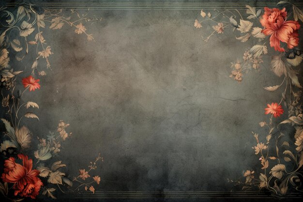 Grunge background with space for text or image vintage floral frame