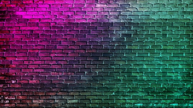 grunge brick wall. Blue purple magenta teal green rough grungy surface. gradient scratched texture