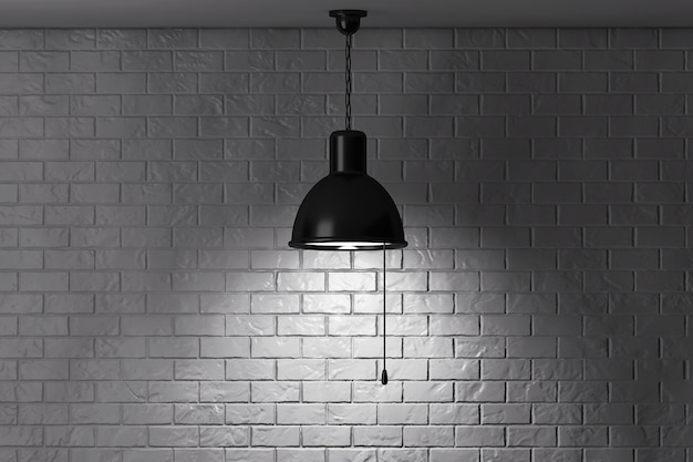 Grunge Brick Wall and Ceiling Lamp extreme closeup