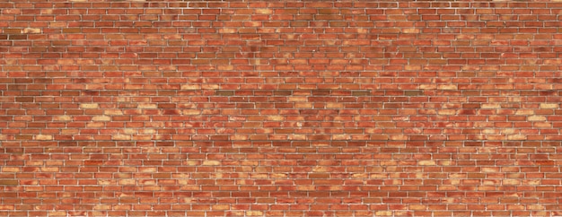 Grunge brick wall, old brickwork panoramic view