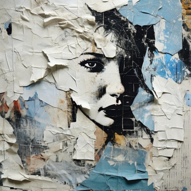 grunge and damaged texture or background of torn posters in a street wall