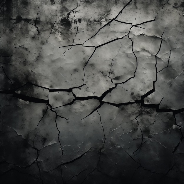 Grunge dark black cracked wall