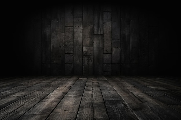 Grunge dark wood background wall and floor