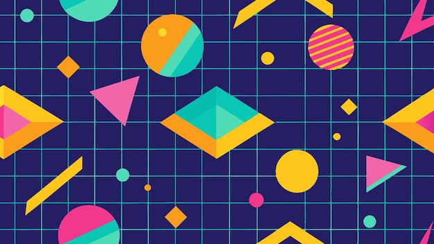 그룬지 디자인은 화려한 색, 기하학적 모양, 추상적인 패턴을 특징으로 하는 다채로운 디지털 아트입니다.