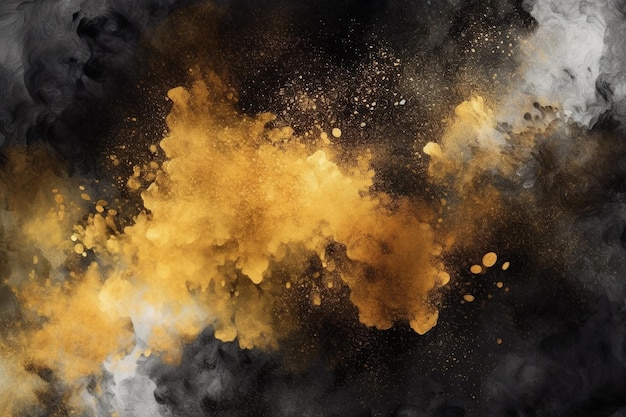 Grunge dust texture with black and yellow orange and gold background