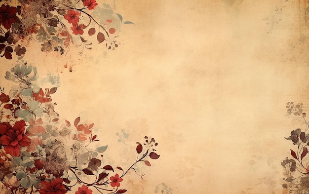 Grunge floral nostalgia vintage paper background