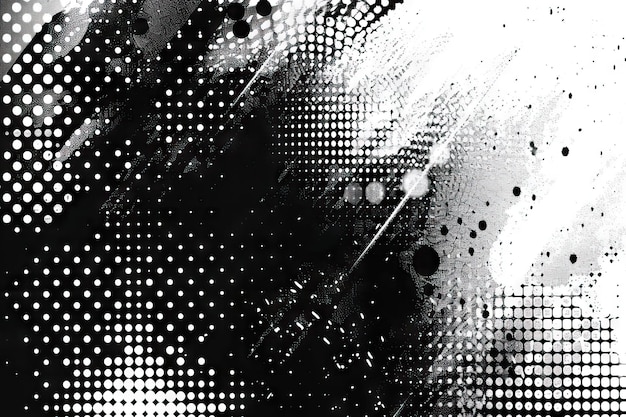 Photo grunge grid polka dot background pattern in black and white