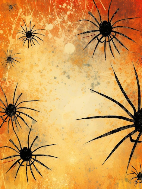 Photo grunge halloween background with black spiders