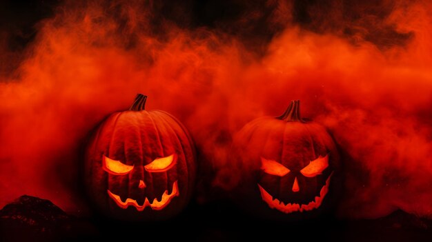 Foto grunge sfondo di halloween con zucche spettrali