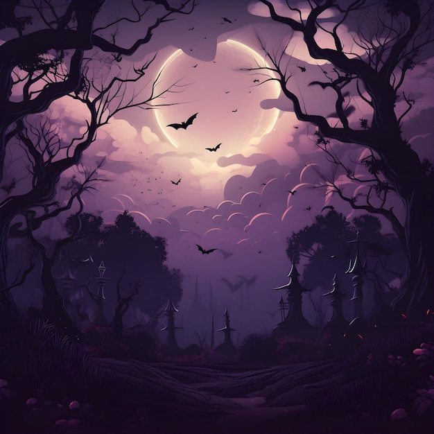 Grunge halloween background with spooky pumpkins