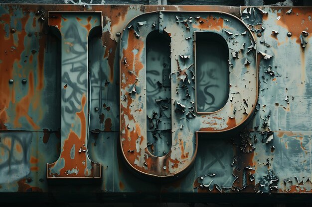 Foto grunge metalen letters i tot p