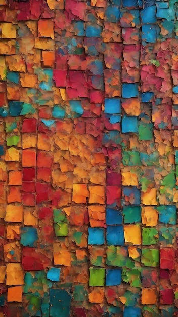 Grunge mosaic decorative element wallpaper with vibrant paint splatters