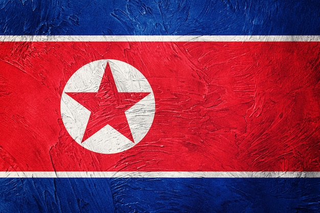 Grunge North Korea flag. North Korea flag with grunge texture.