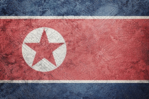 grunge north korea flag. north korea