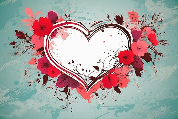 Grunge painted floral frame with blob for valentine s day elements for design vector illustration