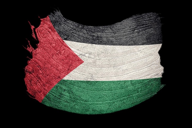Grunge Palestina Vlag. Palestina vlag met grunge textuur. Penseelstreek.