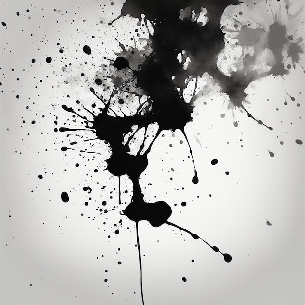 Grunge splash inchiostro nero su sfondo bianco