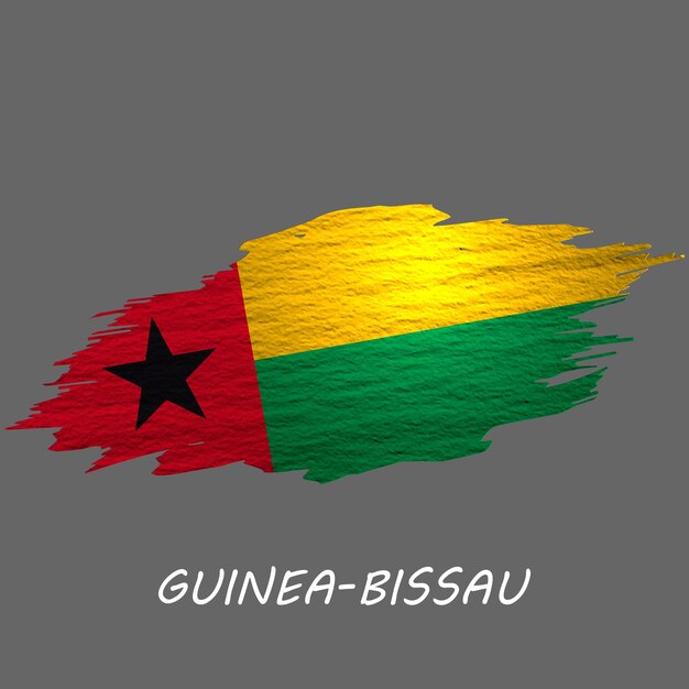 Grunge stijl vlag van GuineeBissau Penseelstreek achtergrond