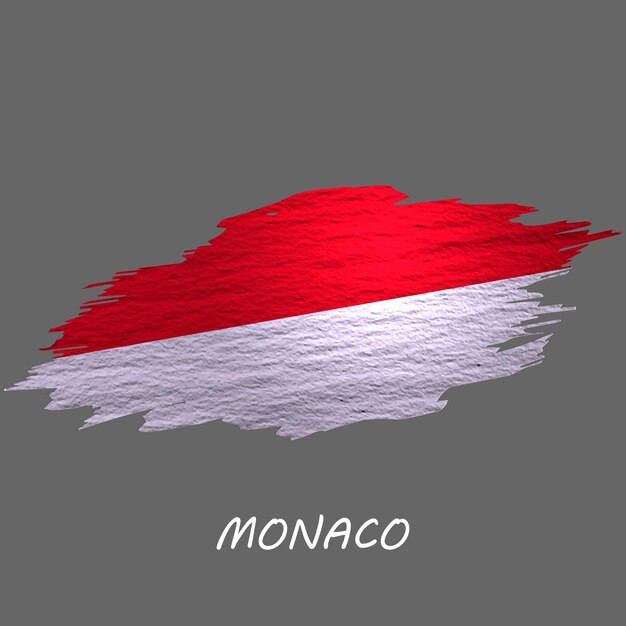 Grunge stijl vlag van Monaco Penseelstreek achtergrond