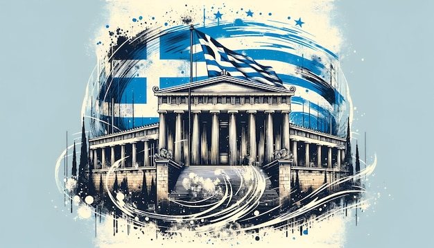 Grunge style illustration for greek independence day