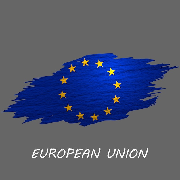 Grunge styled flag of European Union Brush stroke background