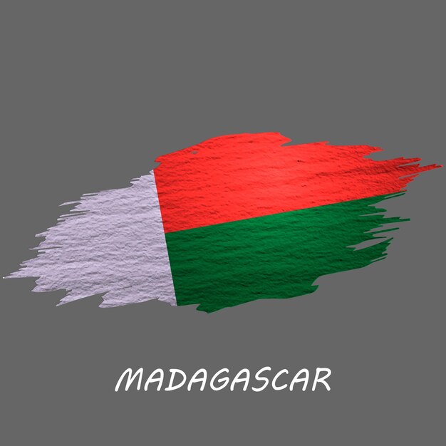 Grunge styled flag of Madagascar Brush stroke background