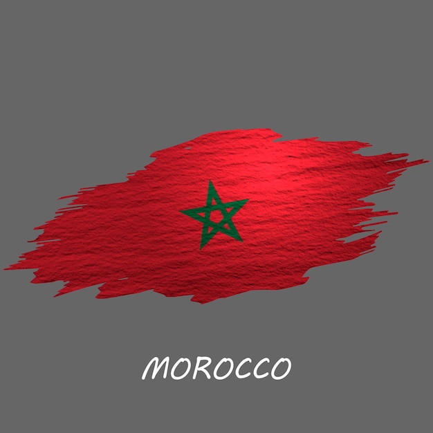 Grunge styled flag of Morocco Brush stroke background