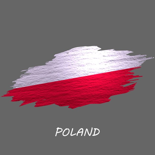 Grunge styled flag of Poland Brush stroke background