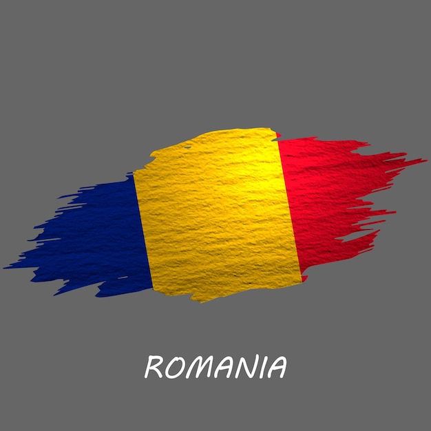 Grunge styled flag of Romania Brush stroke background