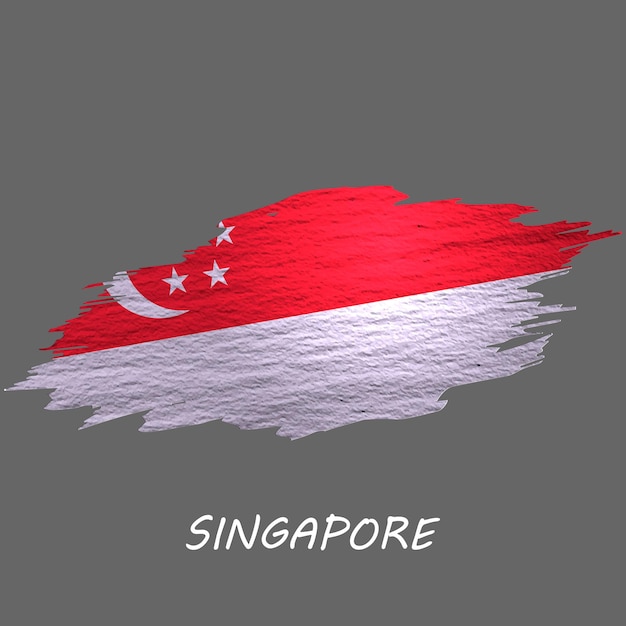 Grunge styled flag of Singapore Brush stroke background