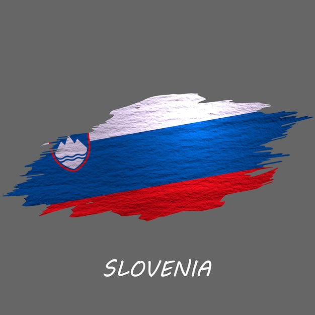 Grunge styled flag of Slovenia Brush stroke background