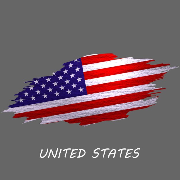 Grunge styled flag of United States Brush stroke background