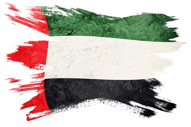 Grunge VAE vlag. Verenigde Arabische Emiraten Penseelstreek.