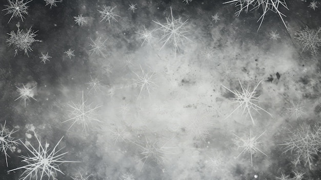 Grunge winter frozen background with concept thread snowflakes Generative AI design