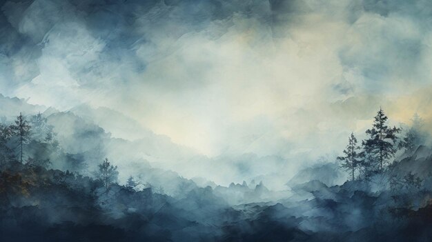 A grungy blue sky and clouds painting background