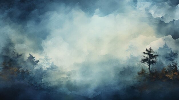 A grungy blue sky and clouds painting background