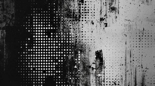 Grungy Texture Black and White Pixel Dot Pattern
