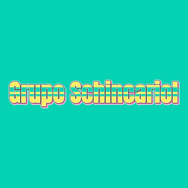 GrupoSchincariol Typografie Vintage 90's 3D-ontwerp gele roze tekst achtergrondfoto jpg