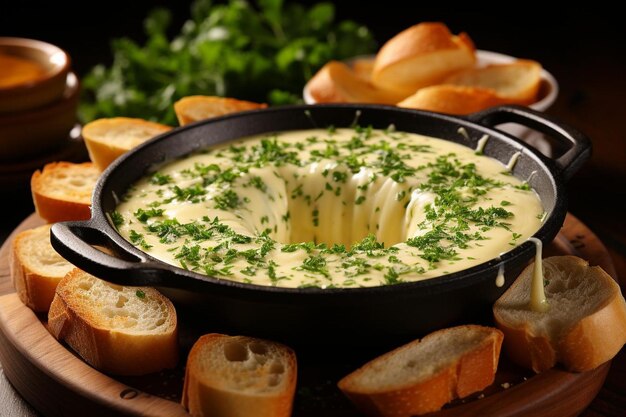 Gruyere Cheese Fondue in Pot
