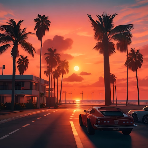 GTA 5 vibes sunset Miami AI