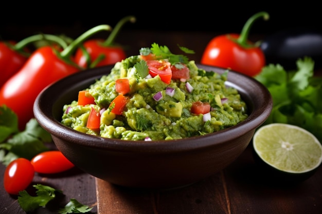 Guacamole Creamy Avocado Dip met uien Tomaten en limoen