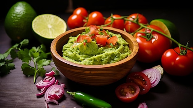 Guacamole Creamy Avocado Dip with Onions Tomatoes and Lime