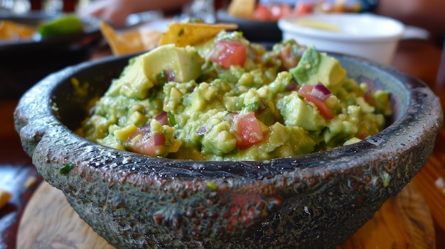 Photo guacamole dip served in a dish