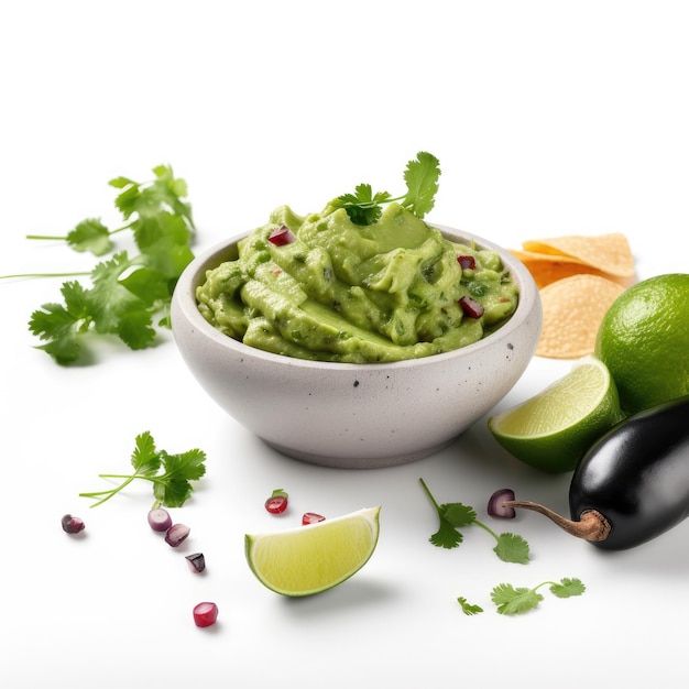 Guacamole Isolated on White Generative AI