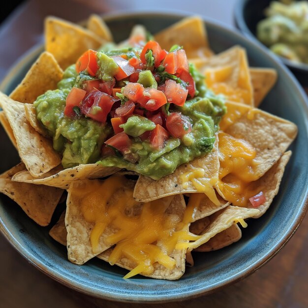 Guacamole nachos and cheese