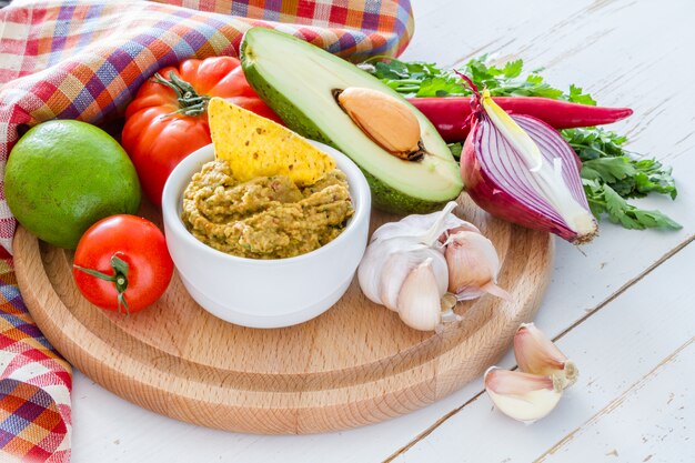 Guacamole-saus en ingrediënten