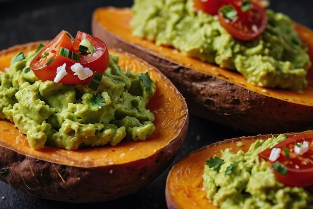 Guacamole Scooped on Baked Sweet Potato S