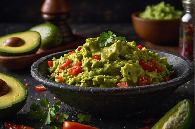 Guacamole wordt gebruikt als vulling voor vegetarische taco's