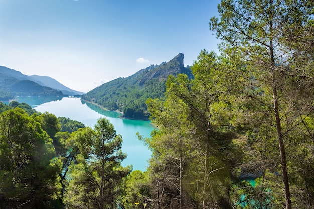 Guadalest swamp on a sunny day with reflections in the water